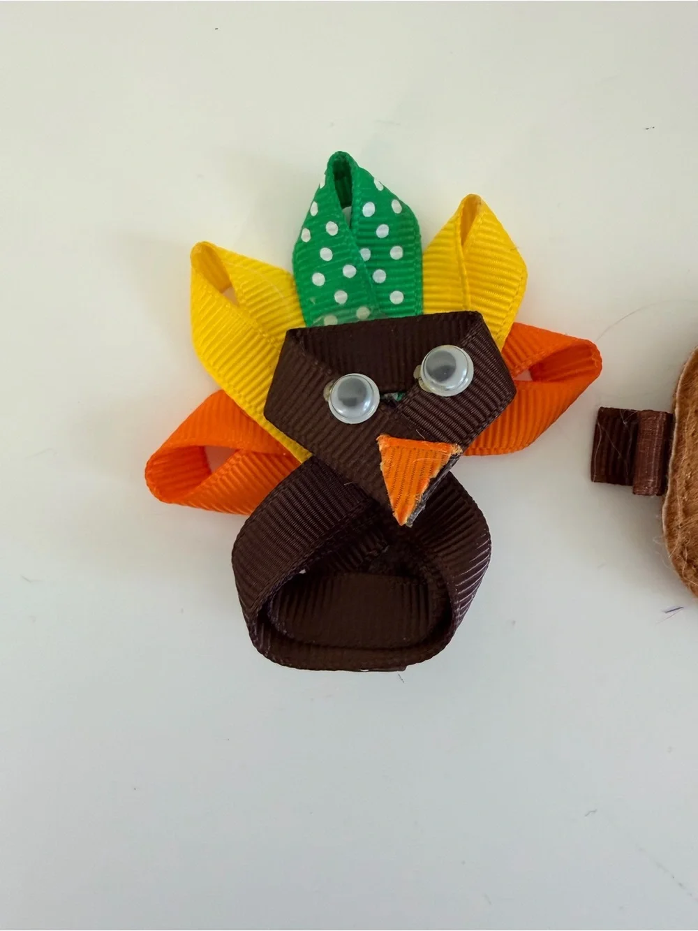 Handmade Thanksgiving Turkey Gingerbread Cookie Hair Clip Set Girls Fall Holiday